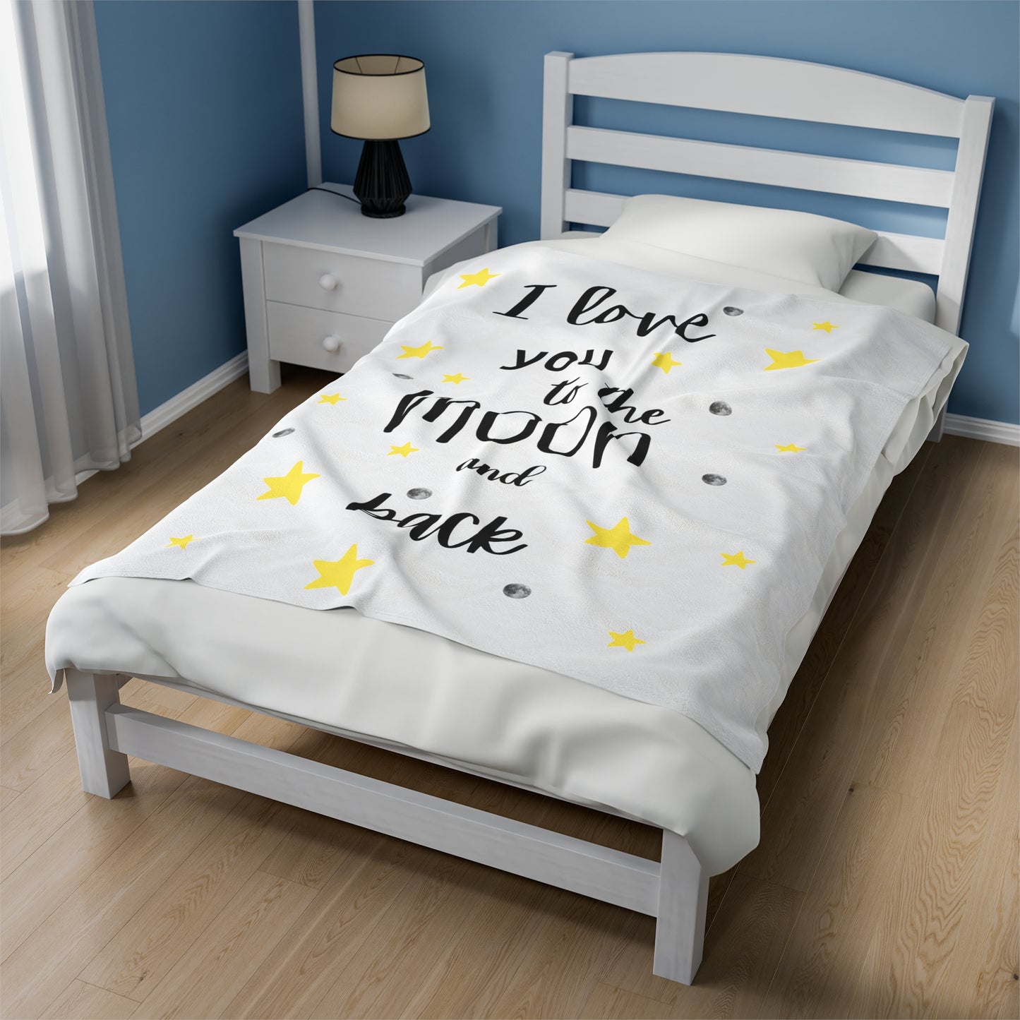 I Love You to the Moon and Back Velveteen Plush Blanket,