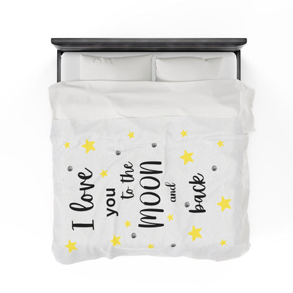 I Love You to the Moon and Back Velveteen Plush Blanket,