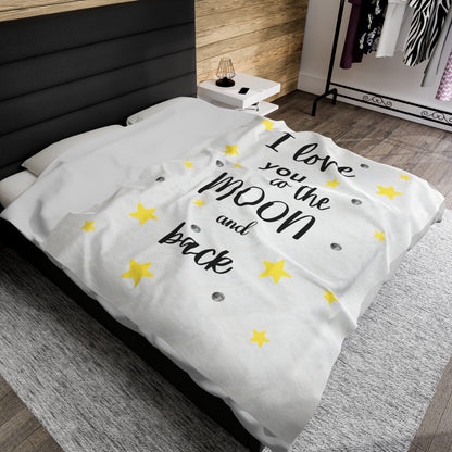 I Love You to the Moon and Back Velveteen Plush Blanket,