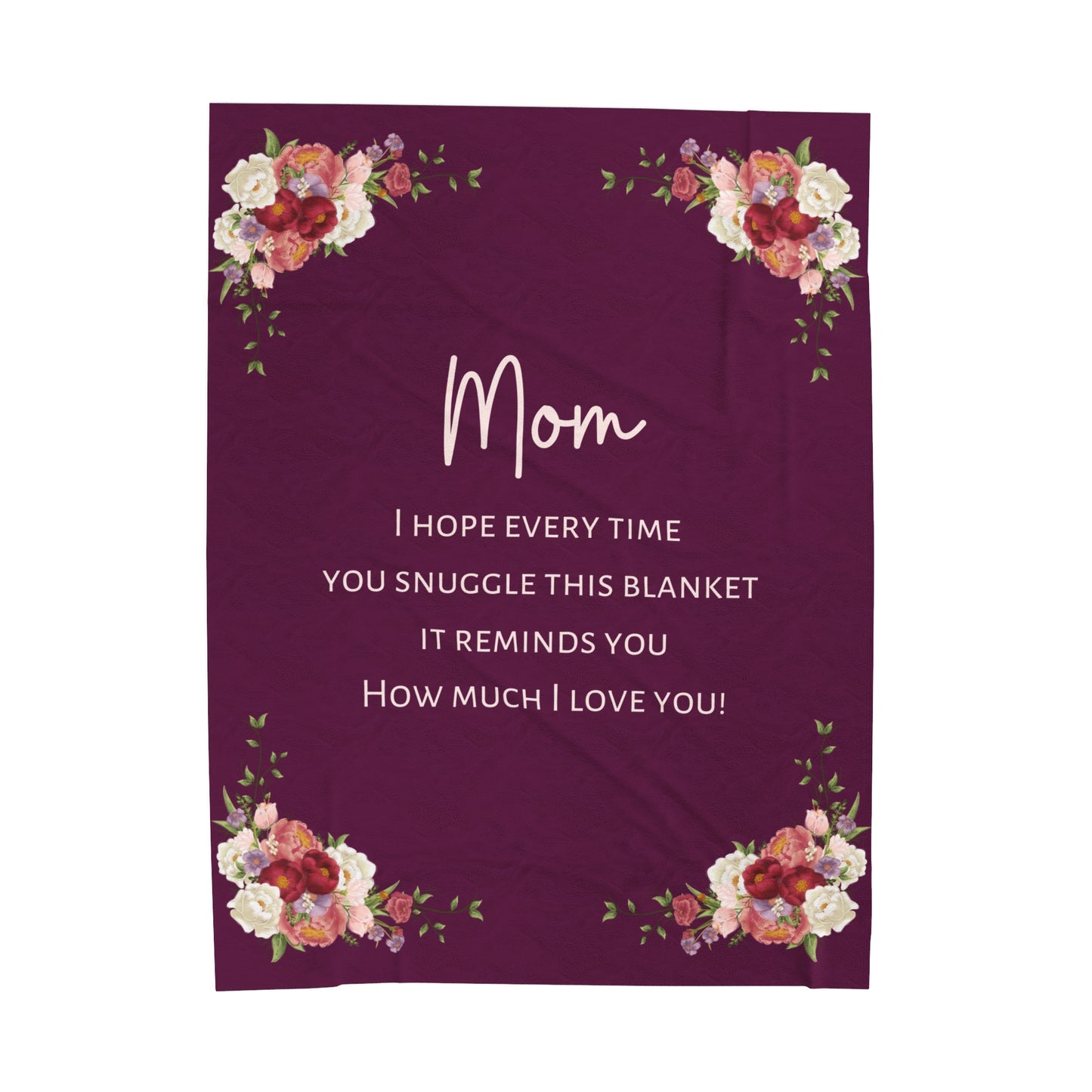 Burgundy Velveteen Plush Blanket for Mom,