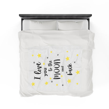 I Love You to the Moon and Back Velveteen Plush Blanket,